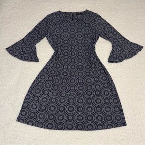 Tommy Hilfiger | Dresses | Tommy Hilfiger Womens Ivory Tie 34 Sleeve Short  Party Fit Flare Dress L | Poshmark